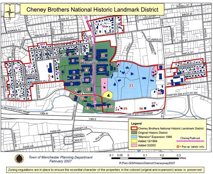 Cheney Historic District Map, Manchester, CT 06040